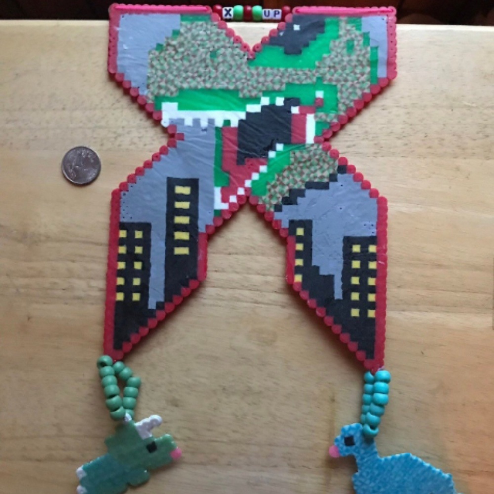 Excision Dinosaur Rave Perler Necklace